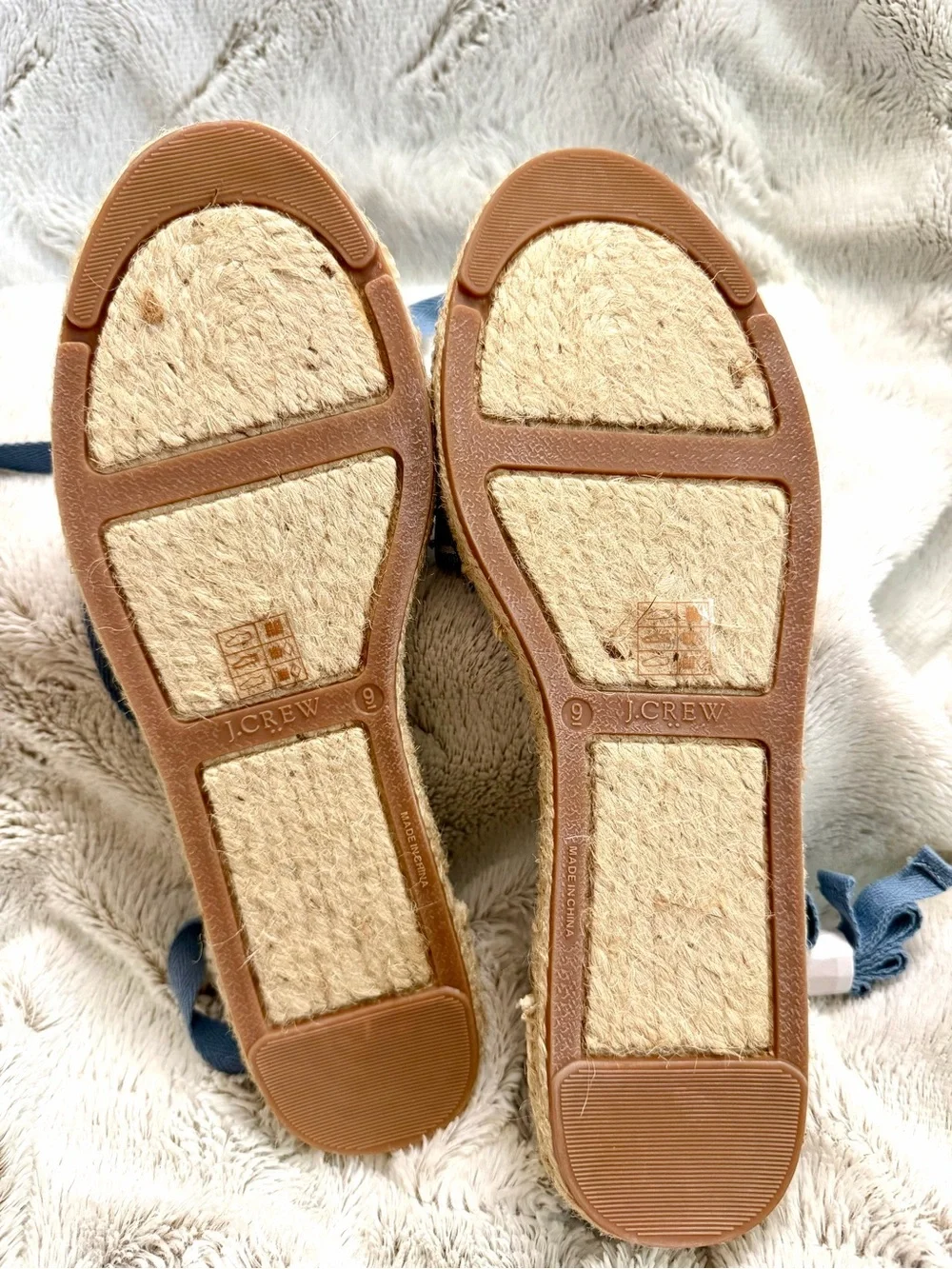 J. Crew Blue Striped Espadrille Tie Shoes